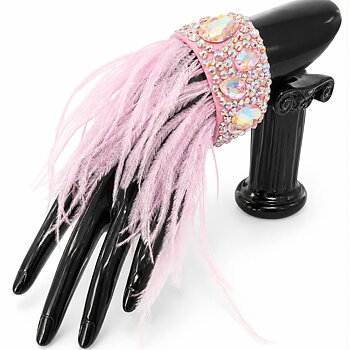 ARMBAND - rosa med fjäder & stenar