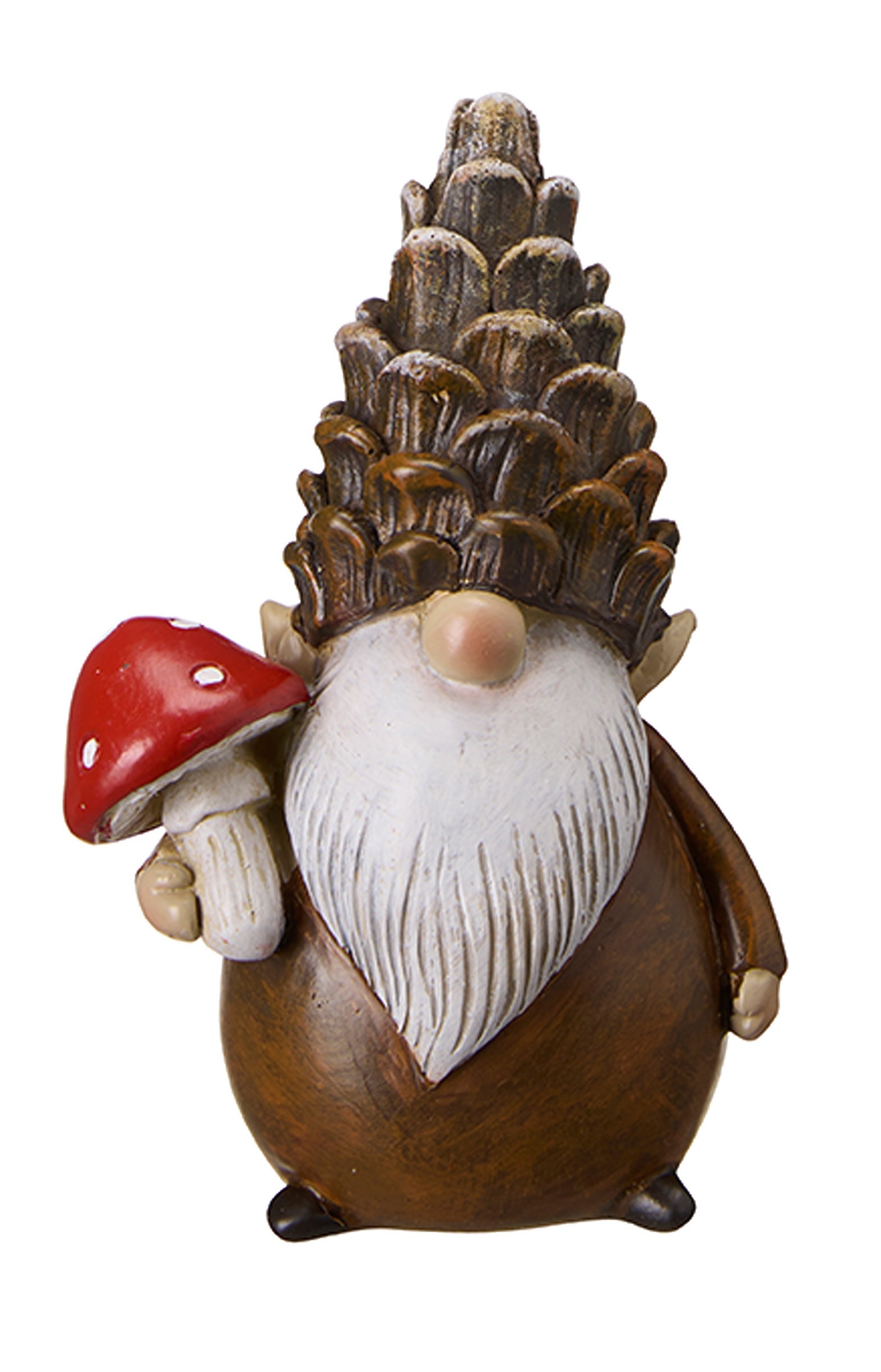 Gnome with mushroom - Brown - 7x5x10 cm - 2