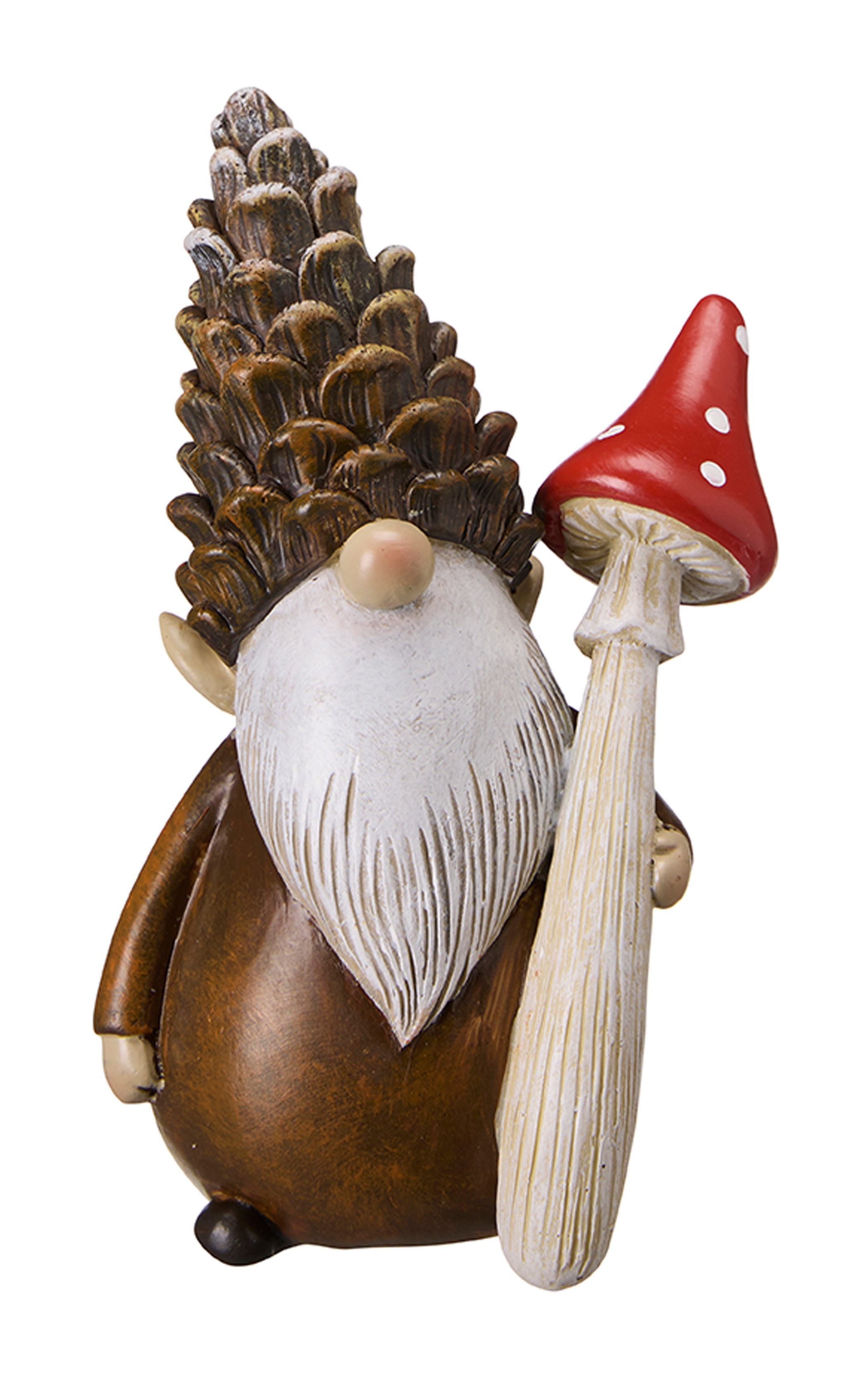 Gnome with mushroom - Brown - 9x6x15 cm - 2