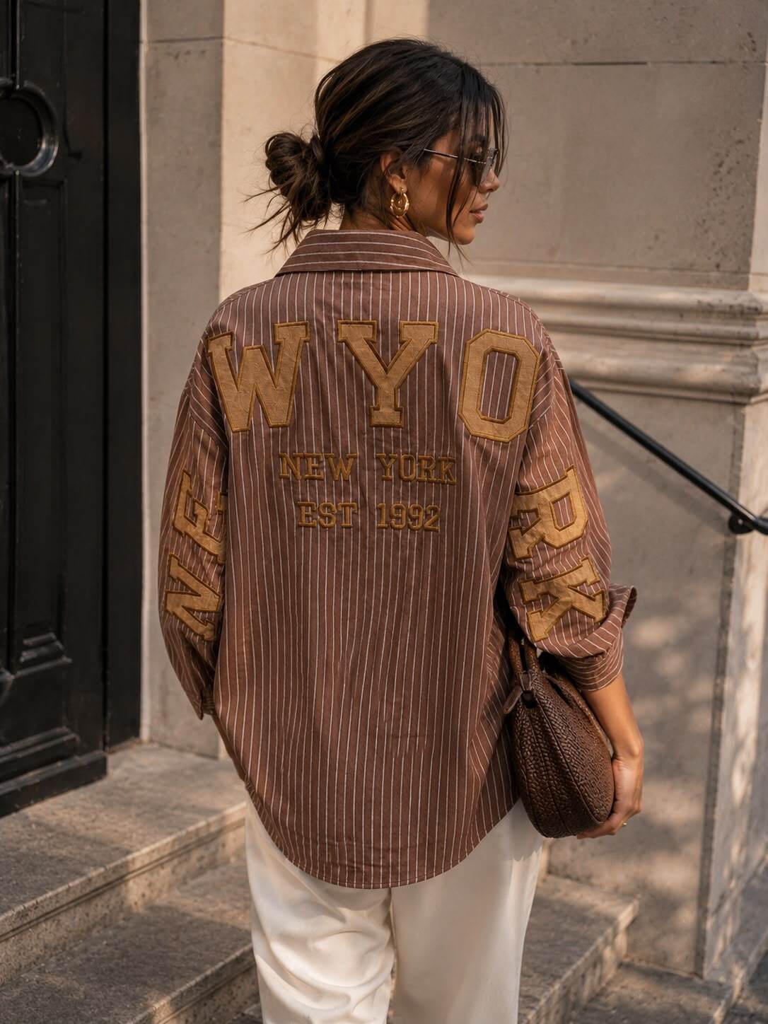 Shirt stripes New York brown