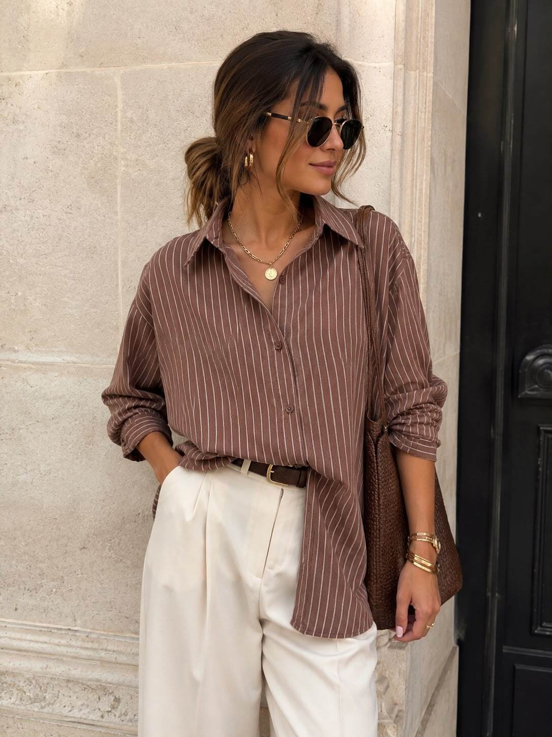Shirt stripes New York brown - 3