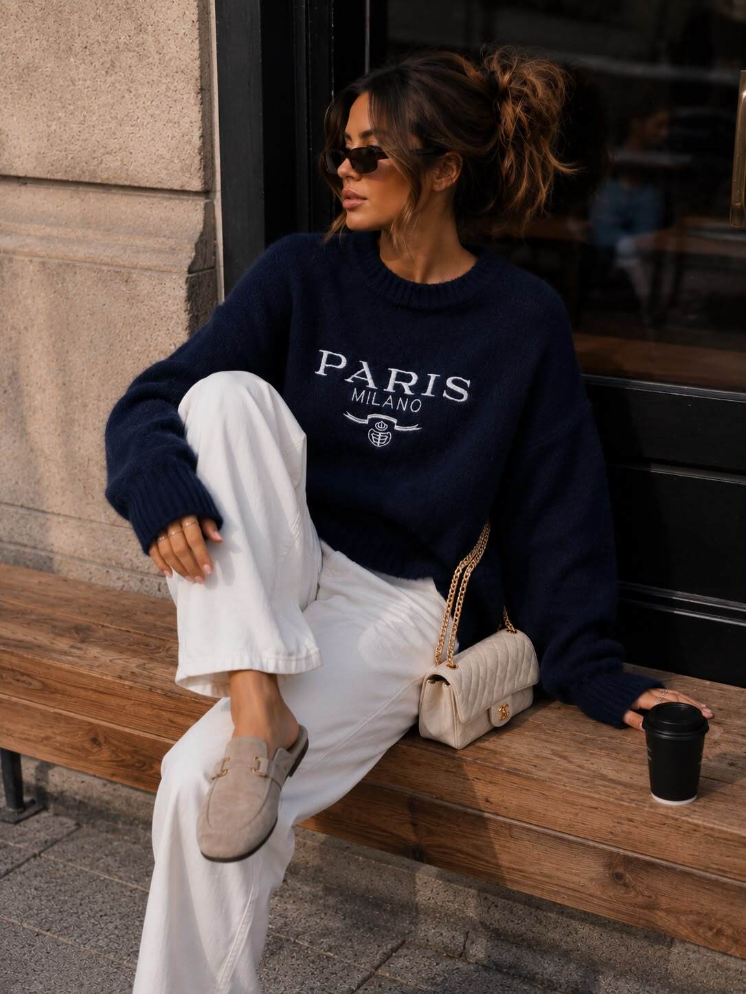 Sweater knit Paris Milano navy - 2