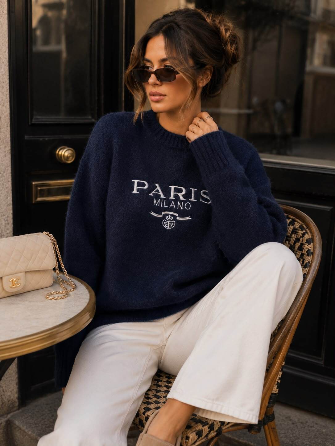 Sweater knit Paris Milano navy