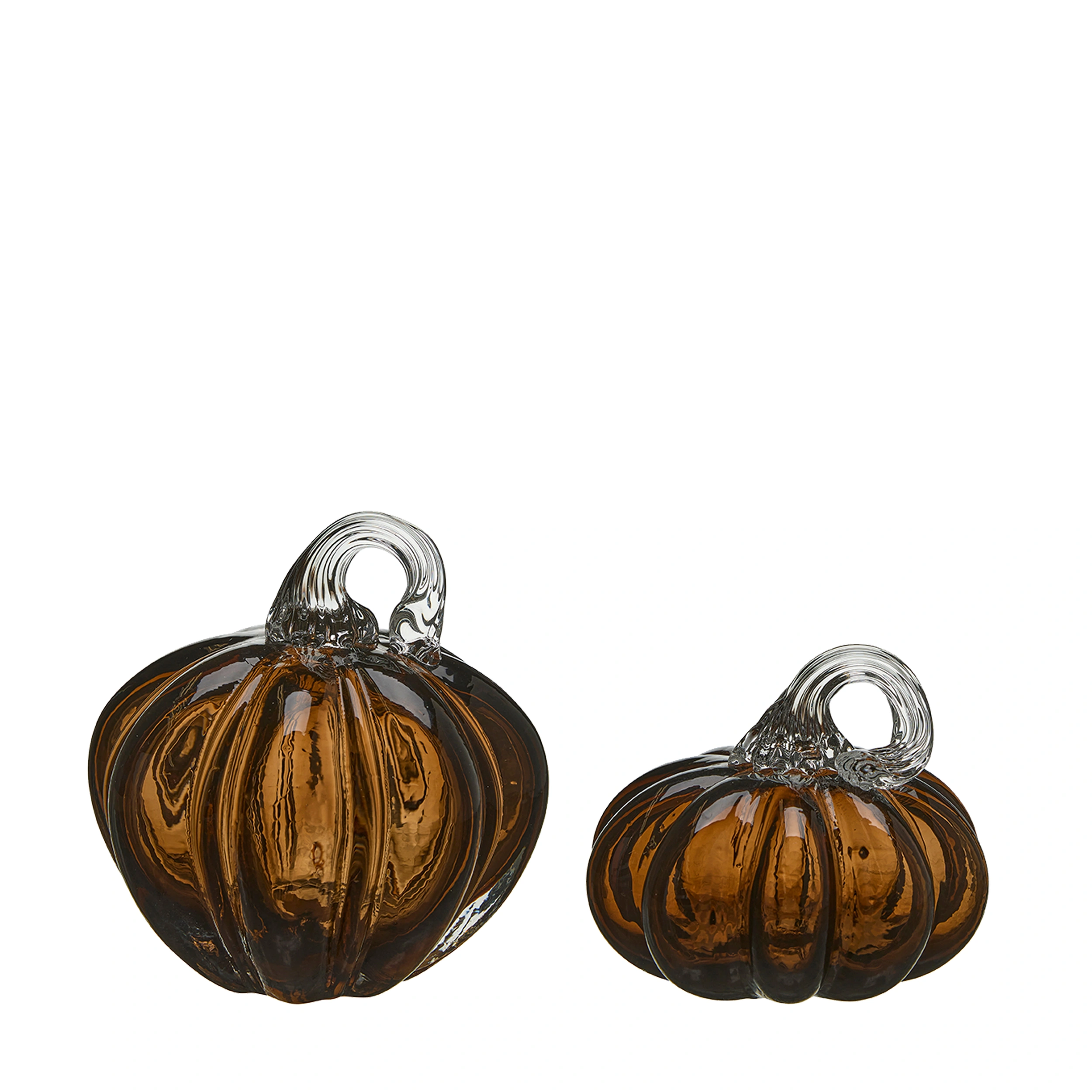Brown glass pumpkins, 11 & 8 cm - 3