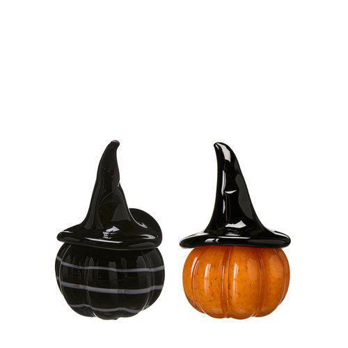 2-pack Glass pumpkins with witch hat 8x13 cm - 3