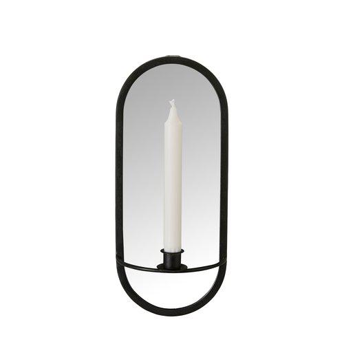 Wall-mounted candle holder/mirror sconce, black, 15x10x35 cm - 3
