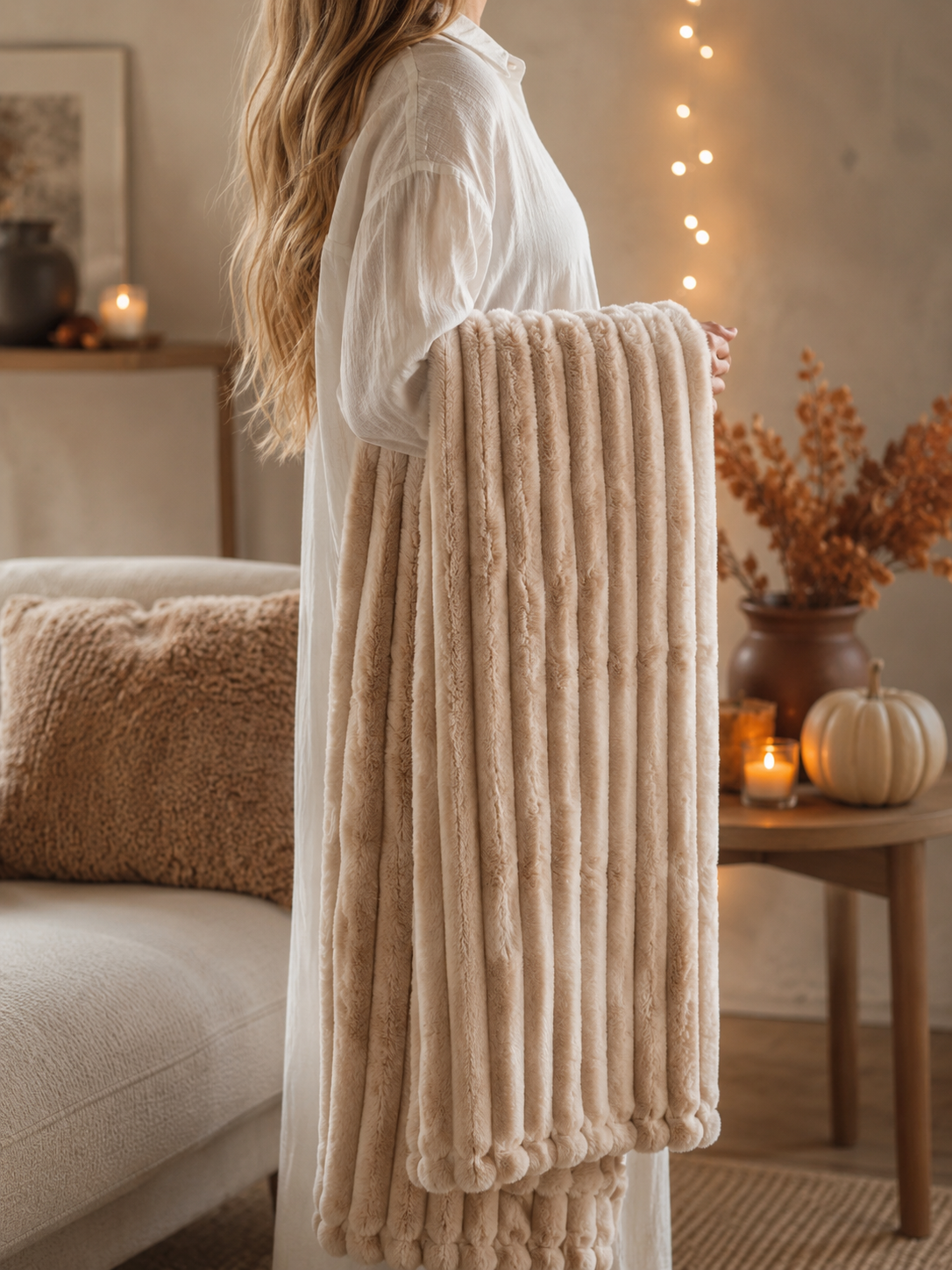 Soft & Cozy Chunky Beige Throw Blanket 125x150 cm - 2