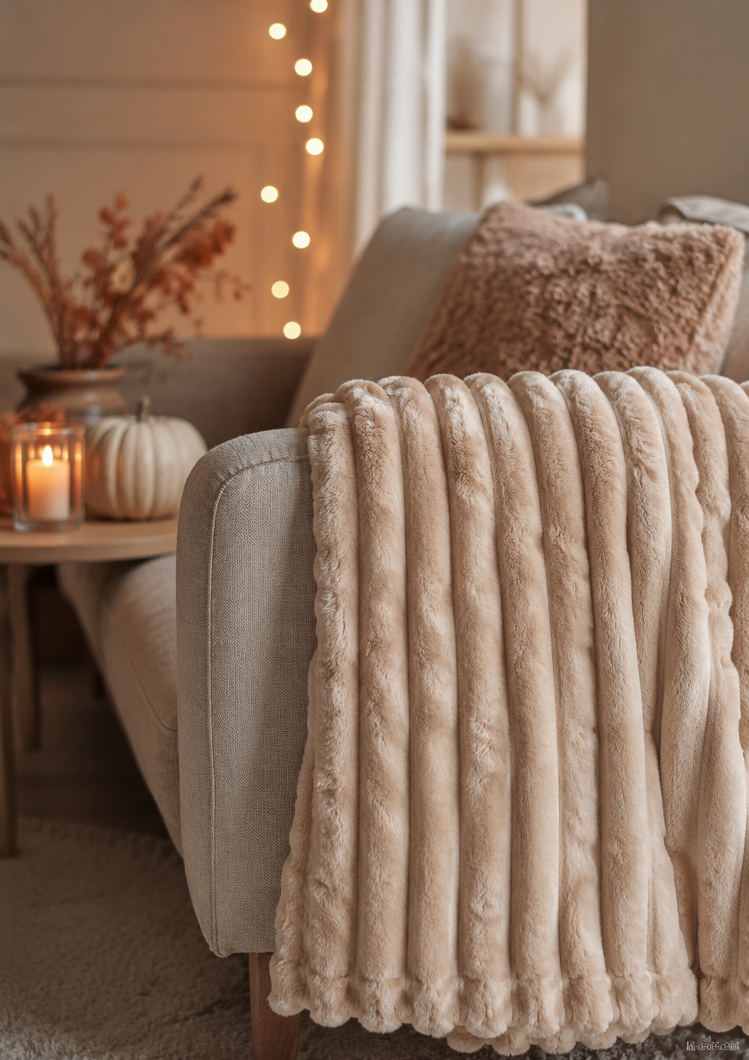 Soft & Cozy Chunky Beige Throw Blanket 125x150 cm
