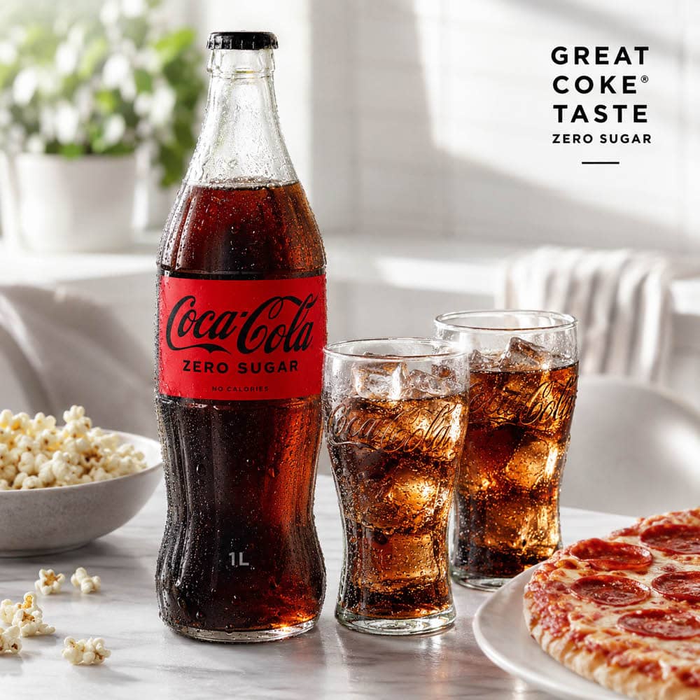 Coca-Cola Zero Sugar Glass Bottle 1L - 2