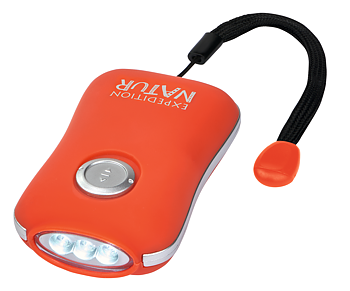 Libri_x : Dynamo LED-ficklampa med vevladdning  Orange - Var aldrig utan läsljus!