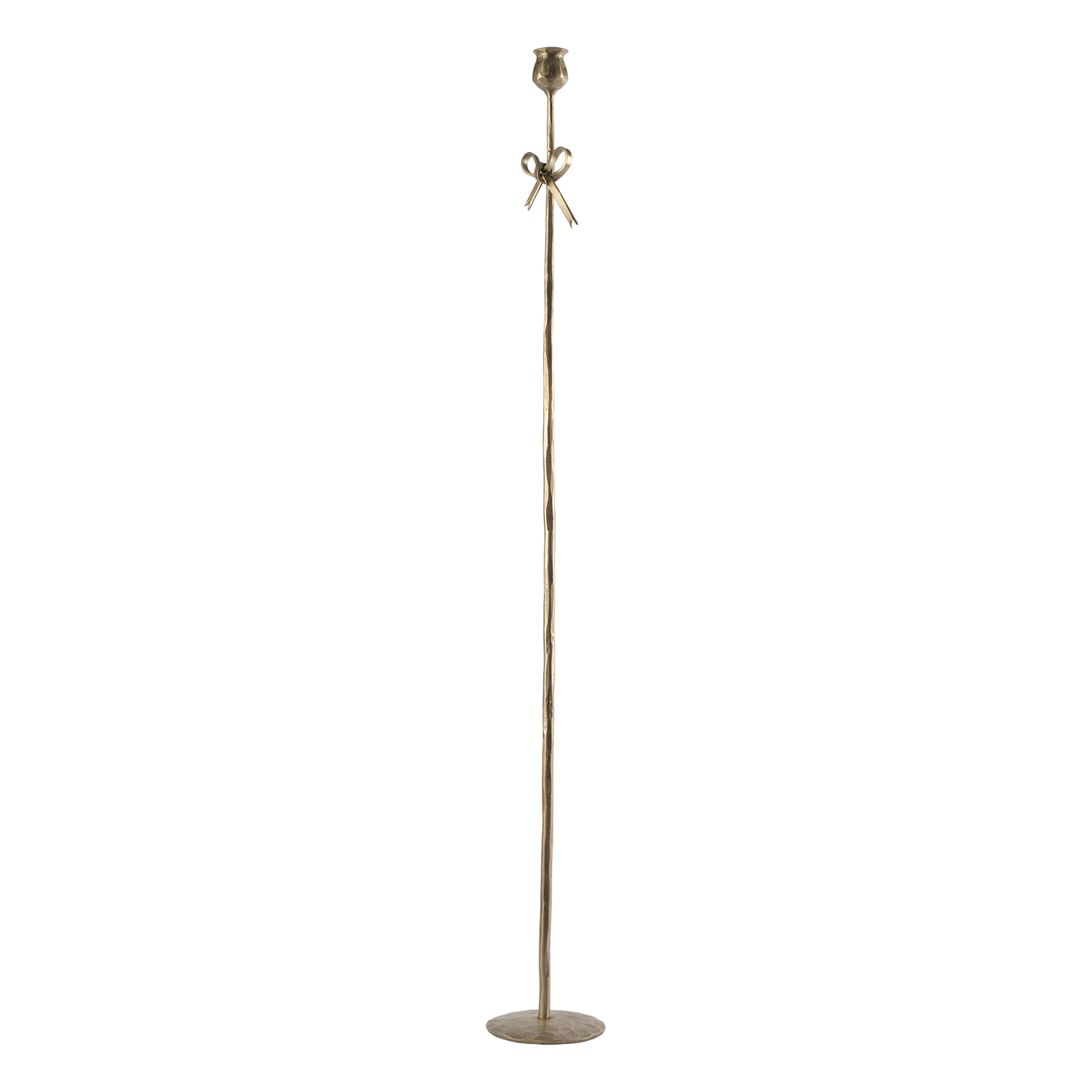 Candlestick with bow – Floor candlestick – Antique brass – 100 cm - 2