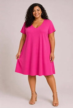 Klänning i vippig modell, rosa 