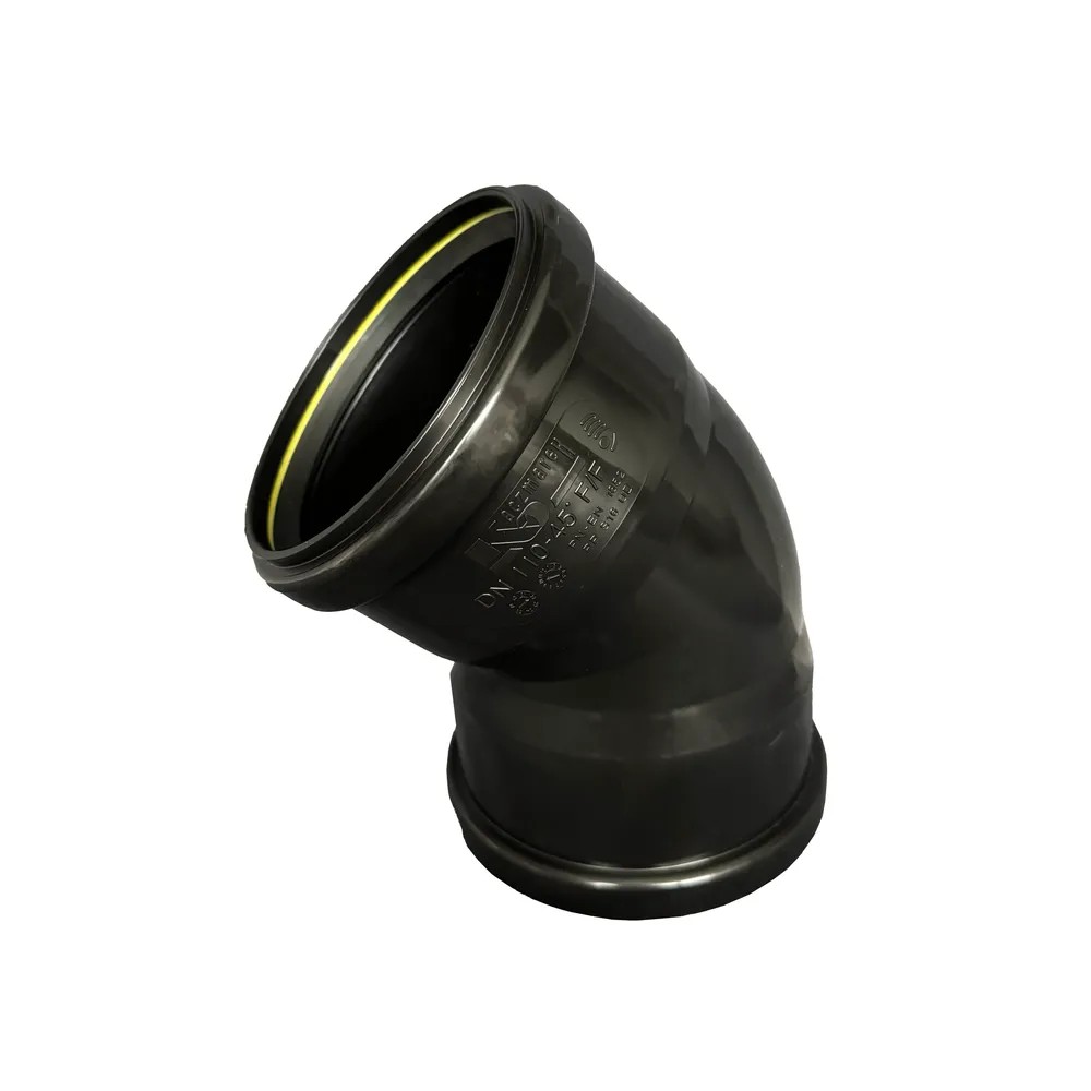 Markböj110X45° dubbelmuffad svart