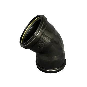 Markböj110X45° dubbelmuffad svart