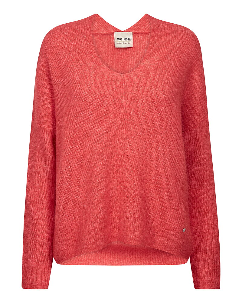 Jumper Thora v-ringad watermelon rosa-röd-orange