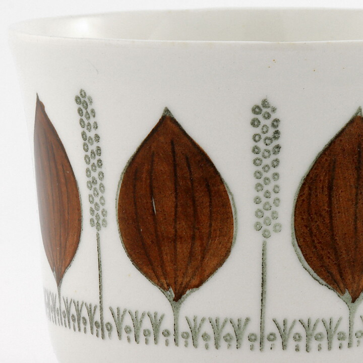 Barbro Örtendahl Löfgren (Groblad 1966) Teacup with Brown Leaf Decor 11 cm (No Saucer)  [Sample Images]  (II)