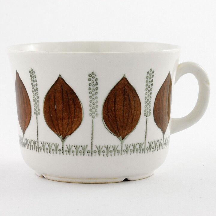 Barbro Örtendahl Löfgren (Groblad 1966) Teacup with Brown Leaf Decor 11 cm (No Saucer)  [Sample Images]  (II)