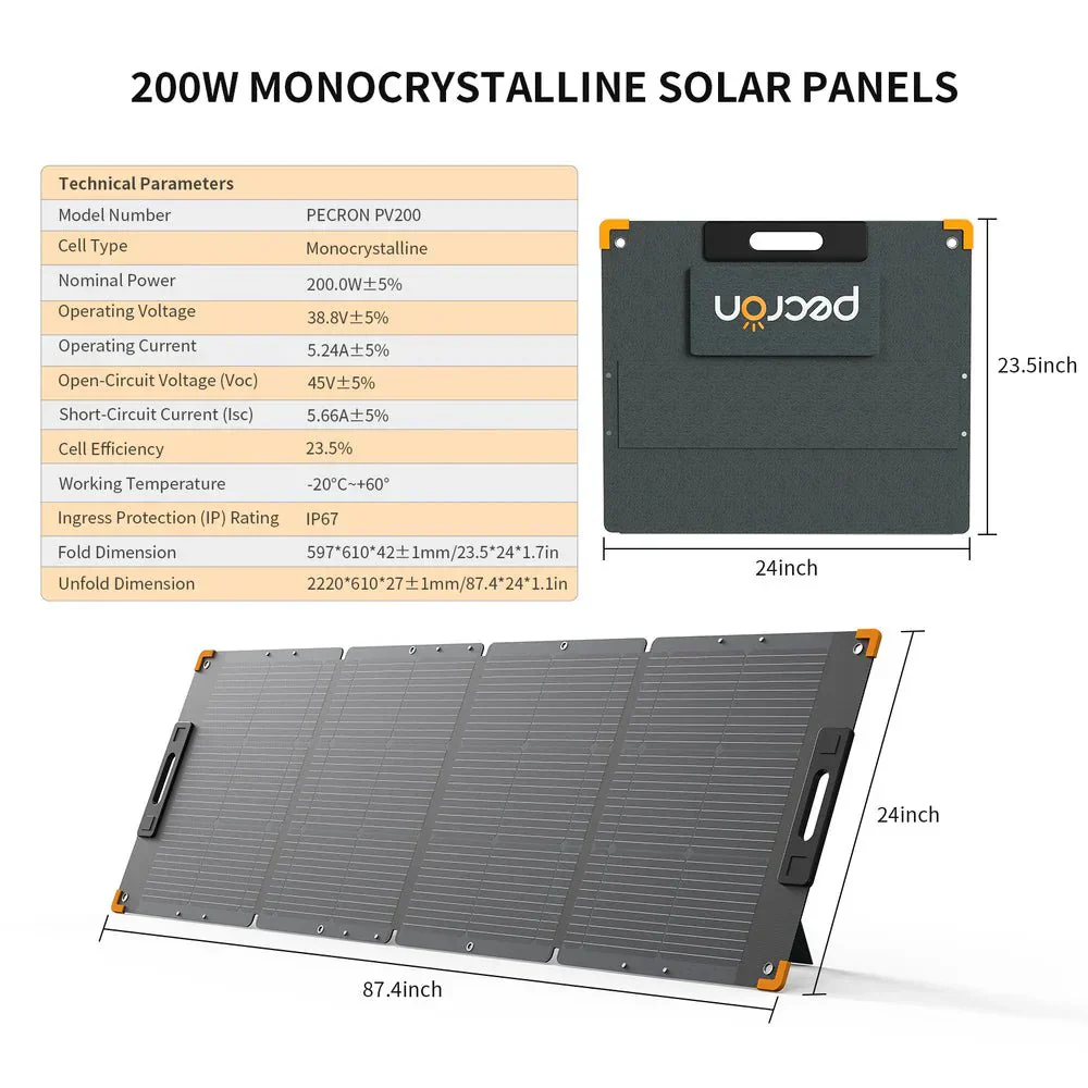 Solpanel för Pecron  powerstation, bärbar, vikbar 200W - 36V - 3