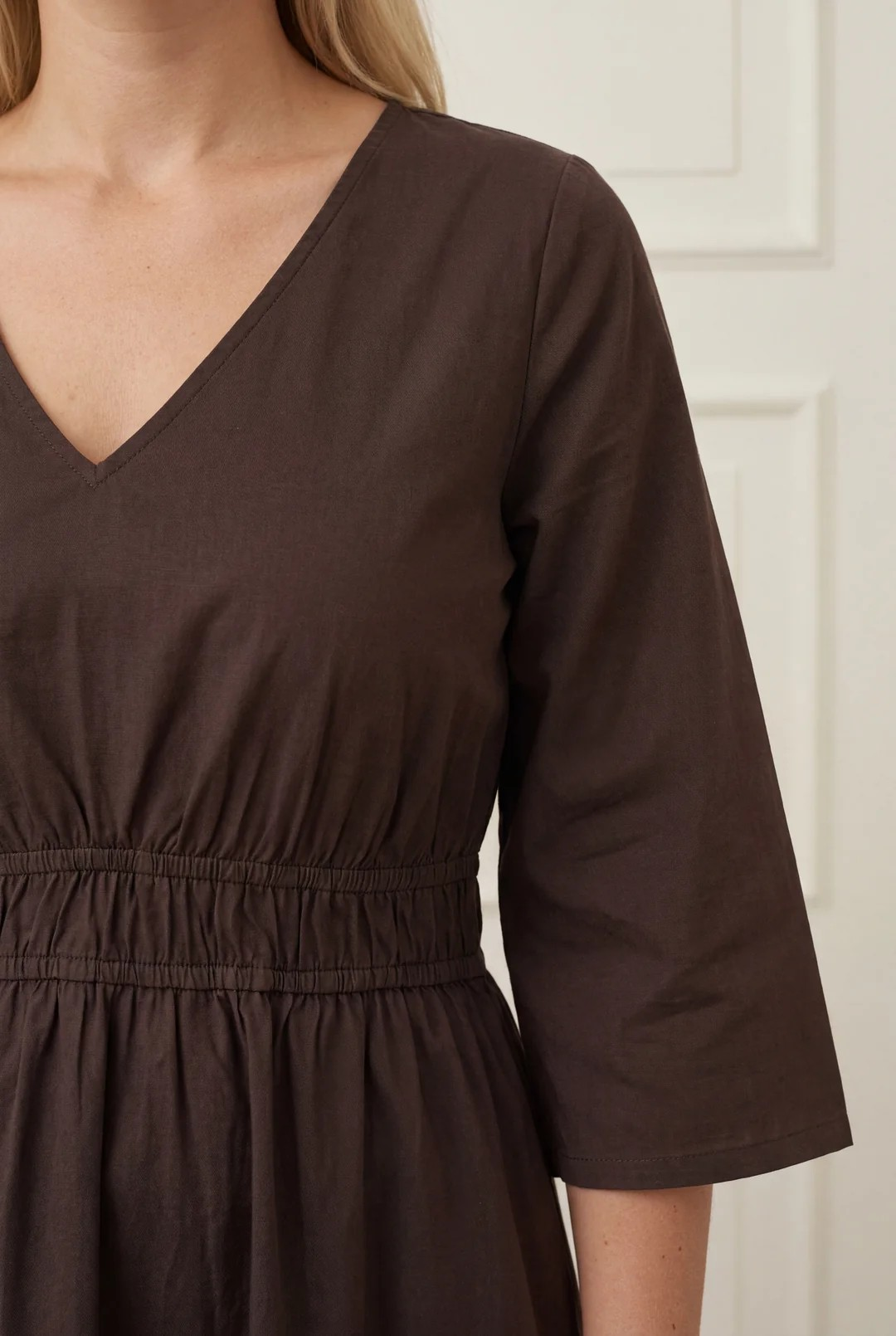 Sigga Sleeve Dress - Dark Brown - Isay