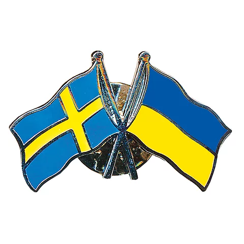 Friendship Pin / Double Pin / Brooch Sweden–Ukraine