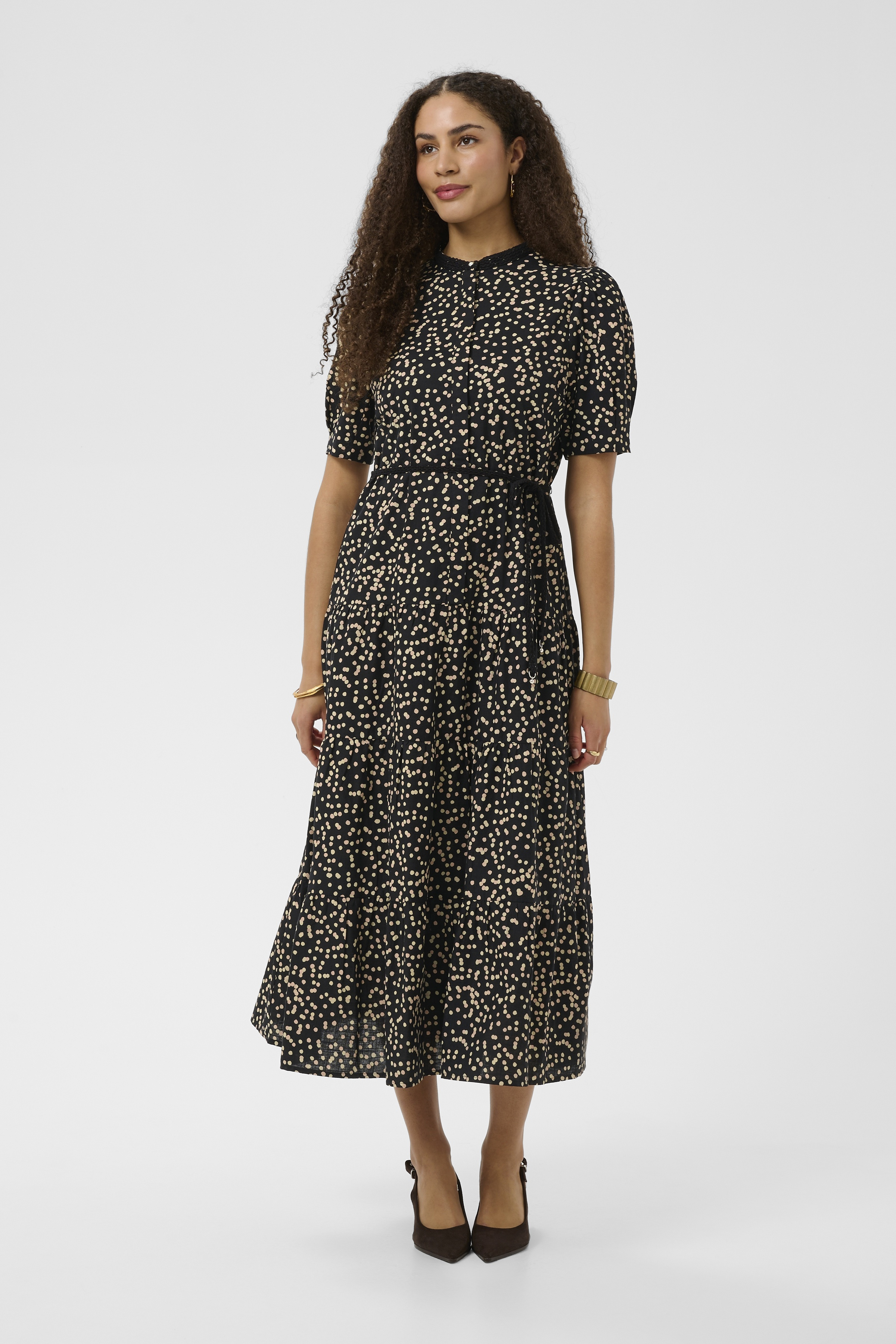 CRMio Dress Black Rose Dot Rosaprickig svart klänning