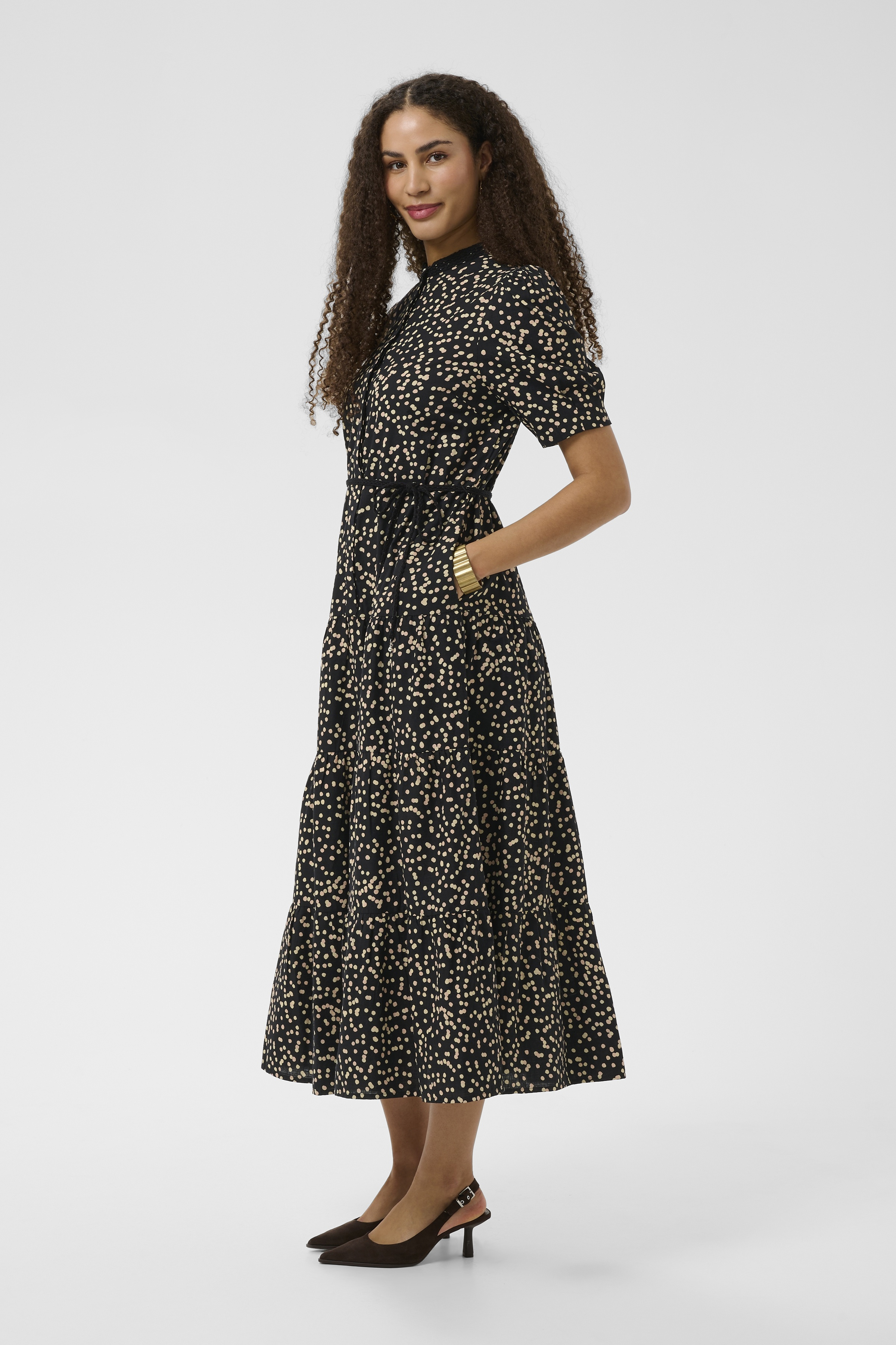 CRMio Dress Black Rose Dot Rosaprickig svart klänning - 3