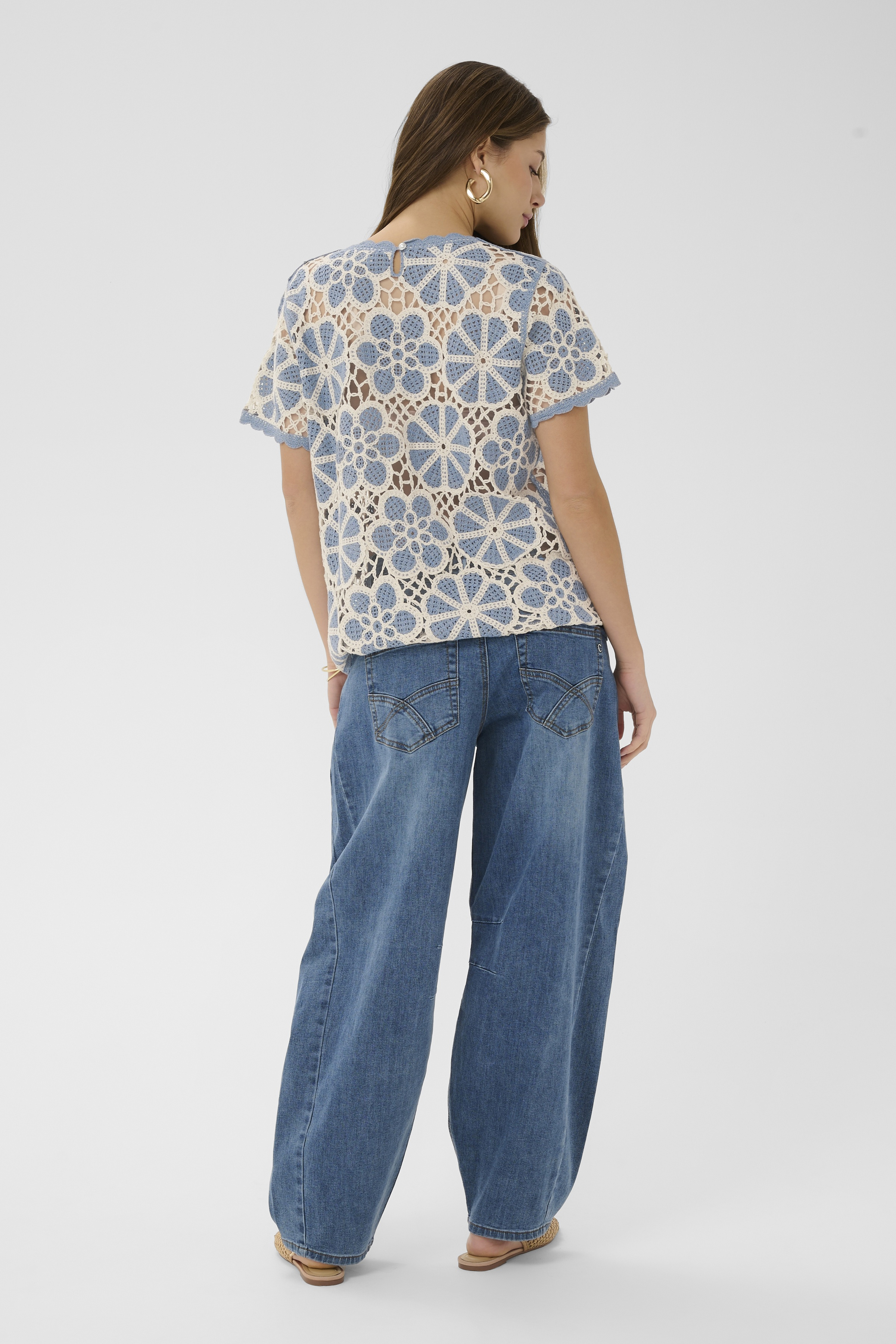 CRMallica Crochet Blouse Stonewashed Flower Virkad Blus