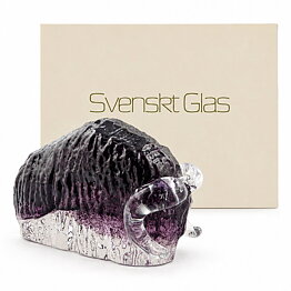 Göran Wärff (WWF 1973) Purple Glass Muskox 12/8 cm (with Certificate)  [Sample Images]