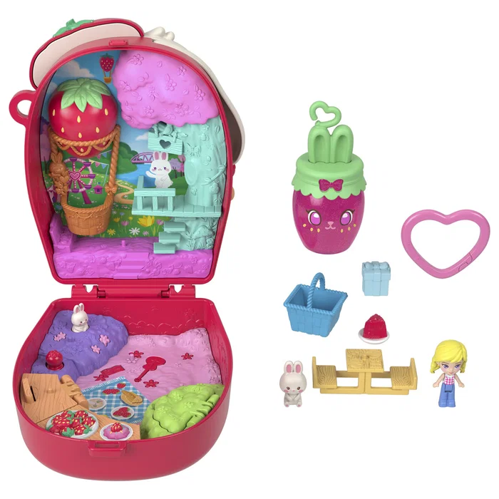  Polly Pocket Core Compact Strawberry Bunny Basket - 5