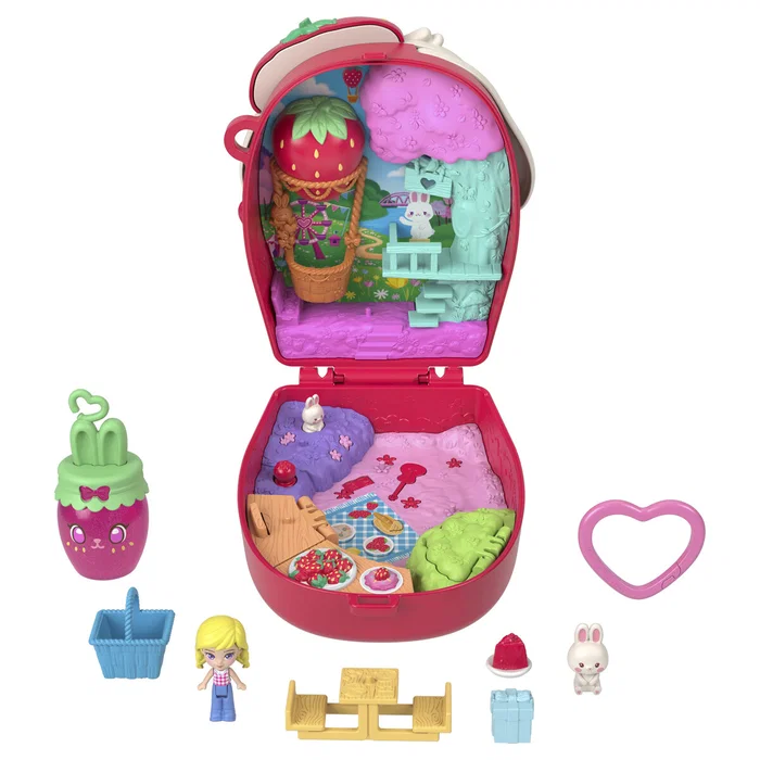  Polly Pocket Core Compact Strawberry Bunny Basket - 2