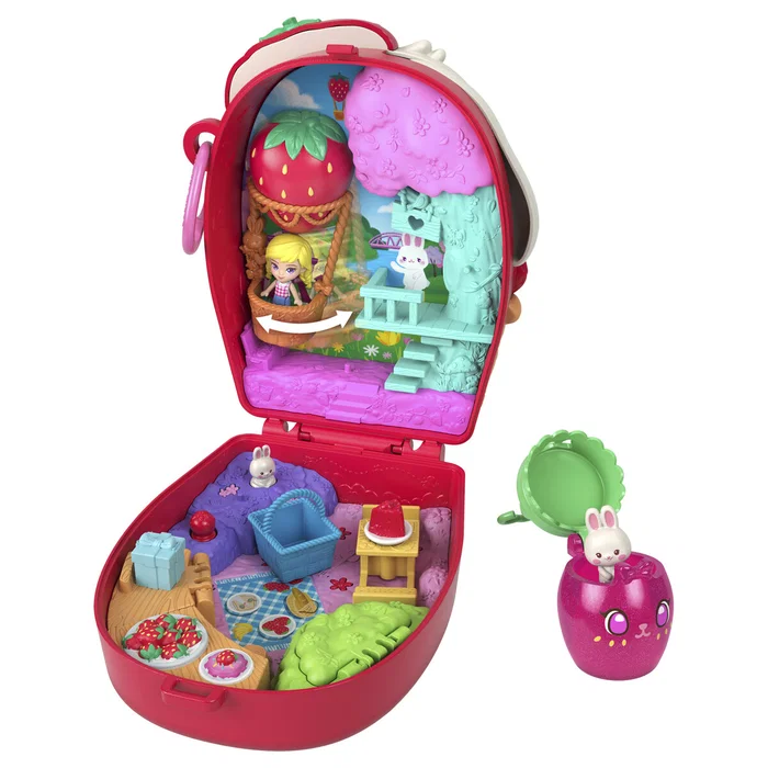  Polly Pocket Core Compact Strawberry Bunny Basket - 3