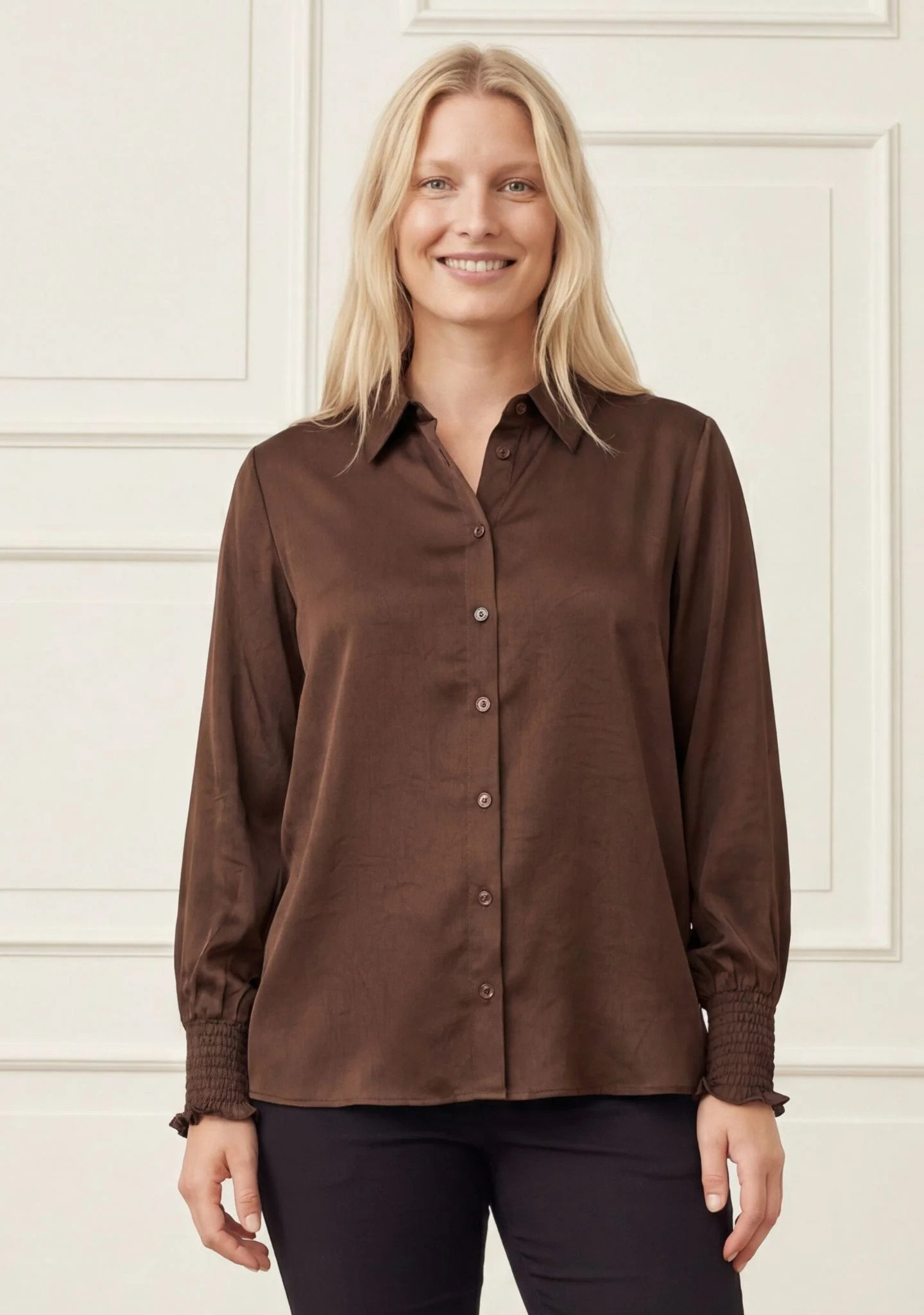 Nanina Smock Shirt - Dark Brown - Isay