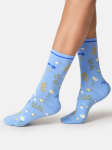 Presenttips! Blommiga bambustrumpor i blå nyanser - 4