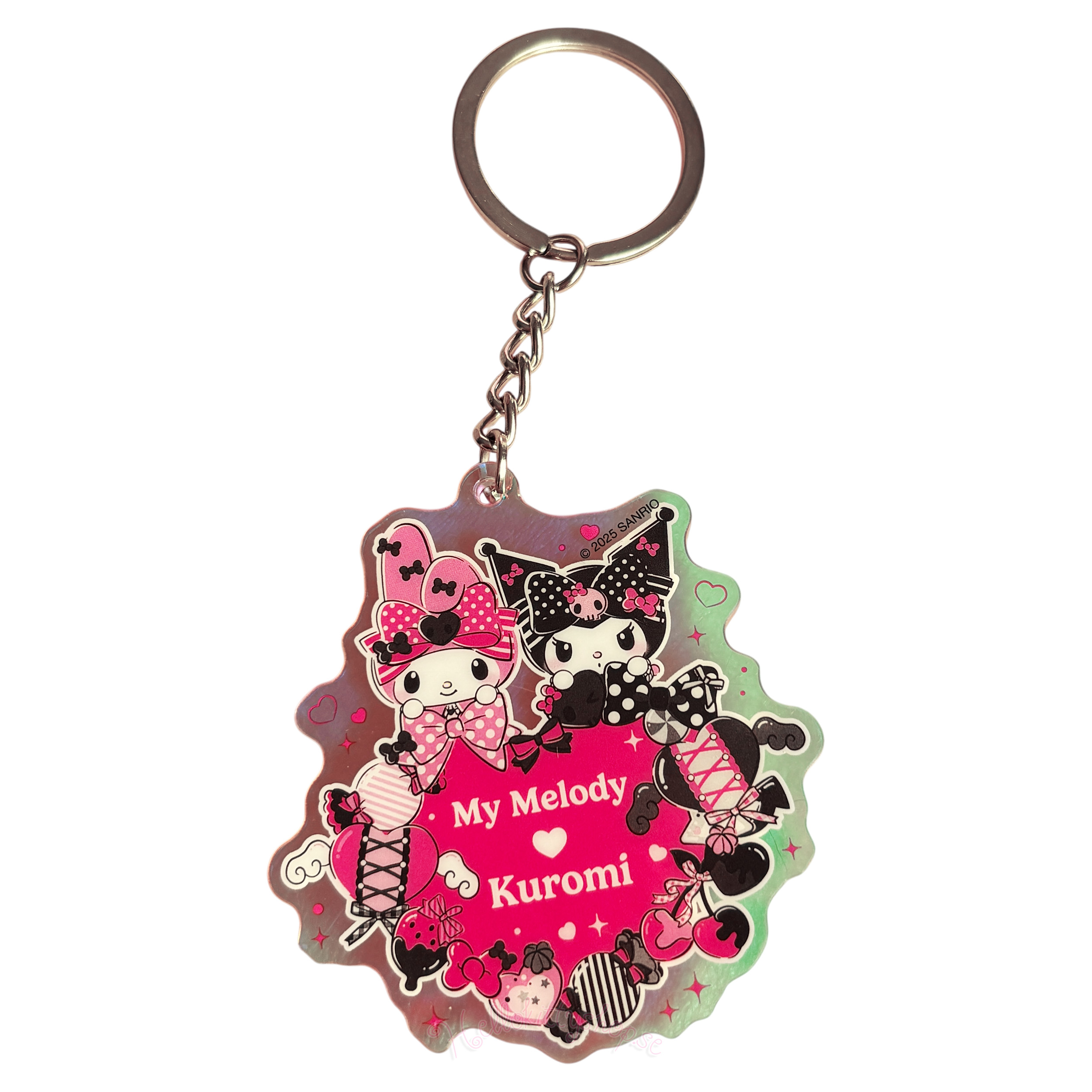My Melody & Kuromi Nyckelring i Akryl - Pink Black Party - 2
