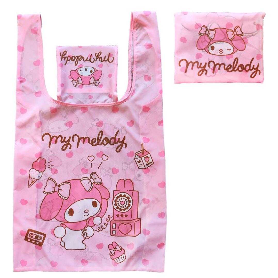 My Melody Hopfällbar Shoppingväska – Rosa Kawaii Tygkasse 33 x 37 cm