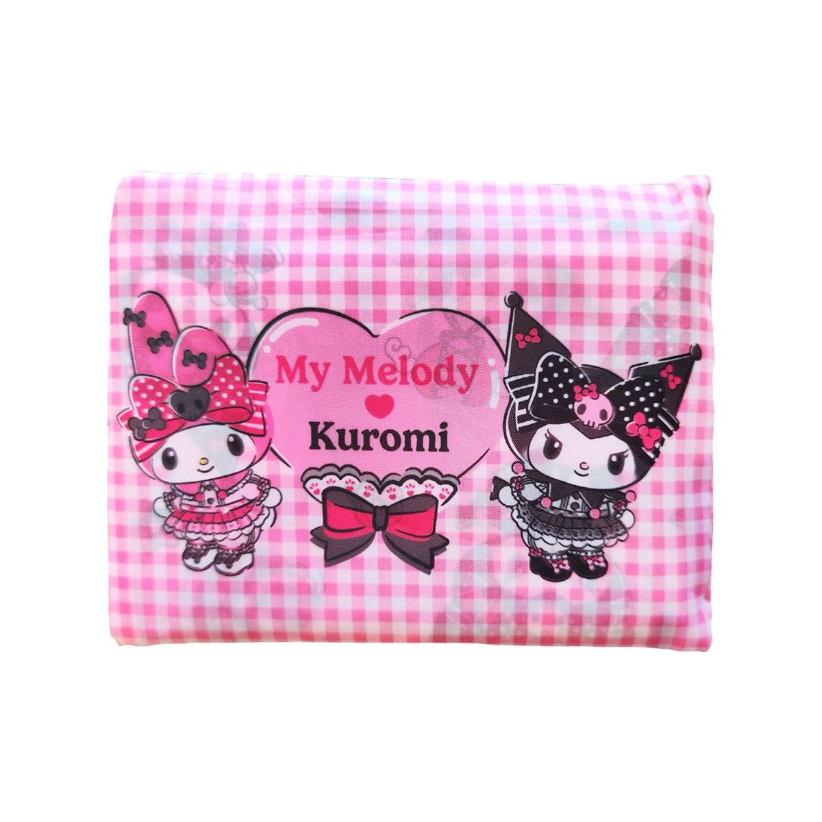 Kuromi & My Melody Hopfällbar Shoppingväska – Rosa Kawaii Tygkasse 33 x 37 cm - 3