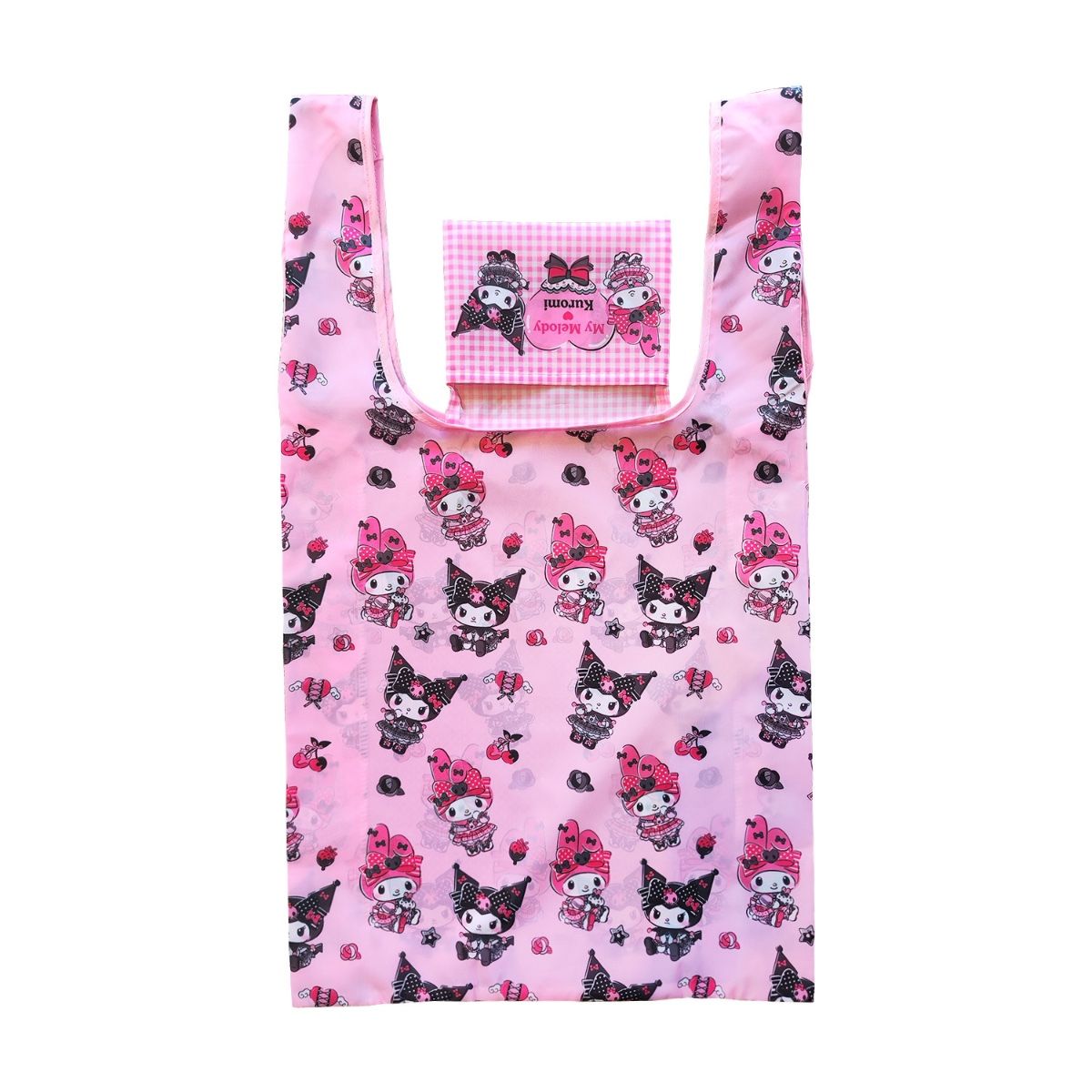 Kuromi & My Melody Hopfällbar Shoppingväska – Rosa Kawaii Tygkasse 33 x 37 cm - 2