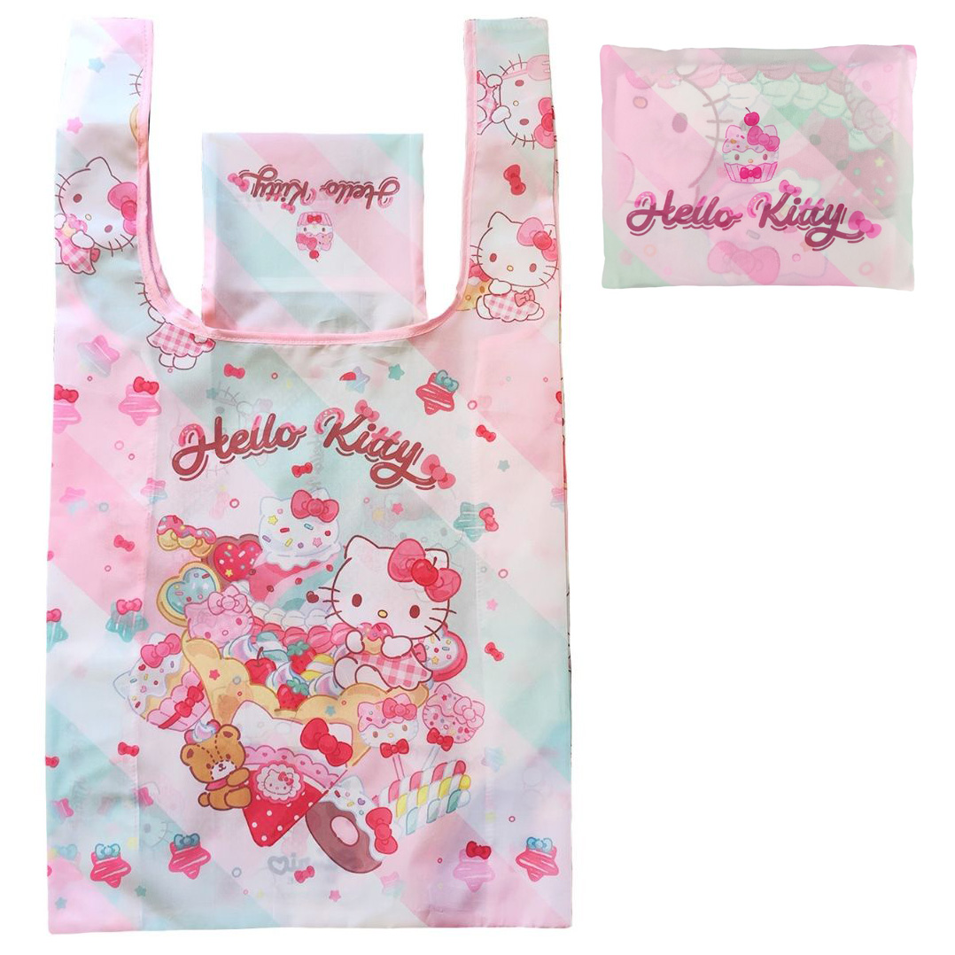 Hello Kitty Hopfällbar Shoppingväska – Rosa Kawaii Tygkasse 33 x 37 cm