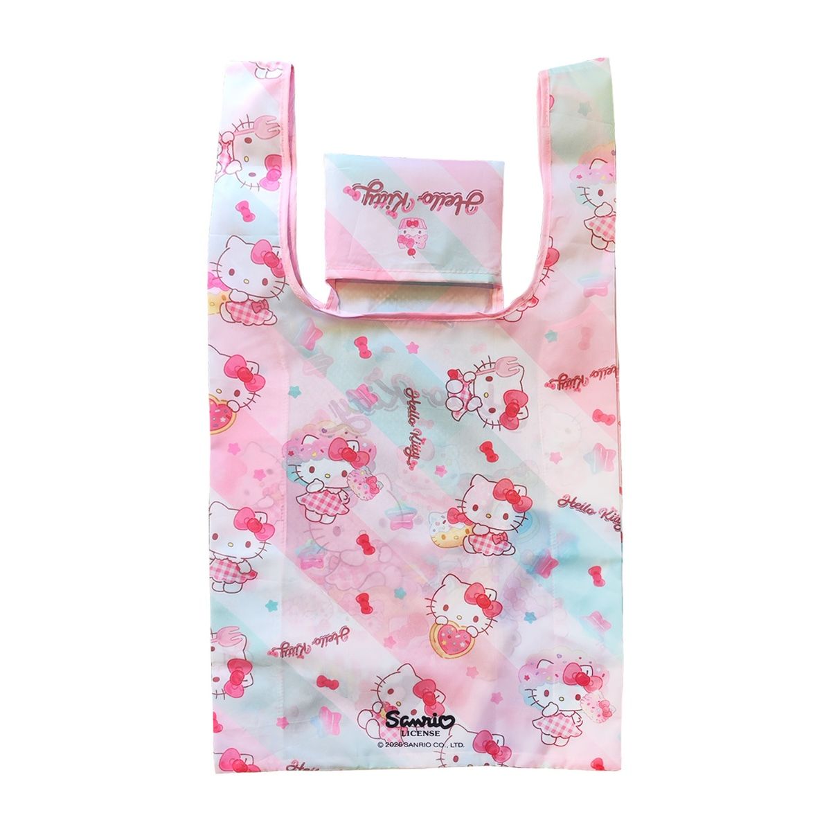 Hello Kitty Hopfällbar Shoppingväska – Rosa Kawaii Tygkasse 33 x 37 cm - 2