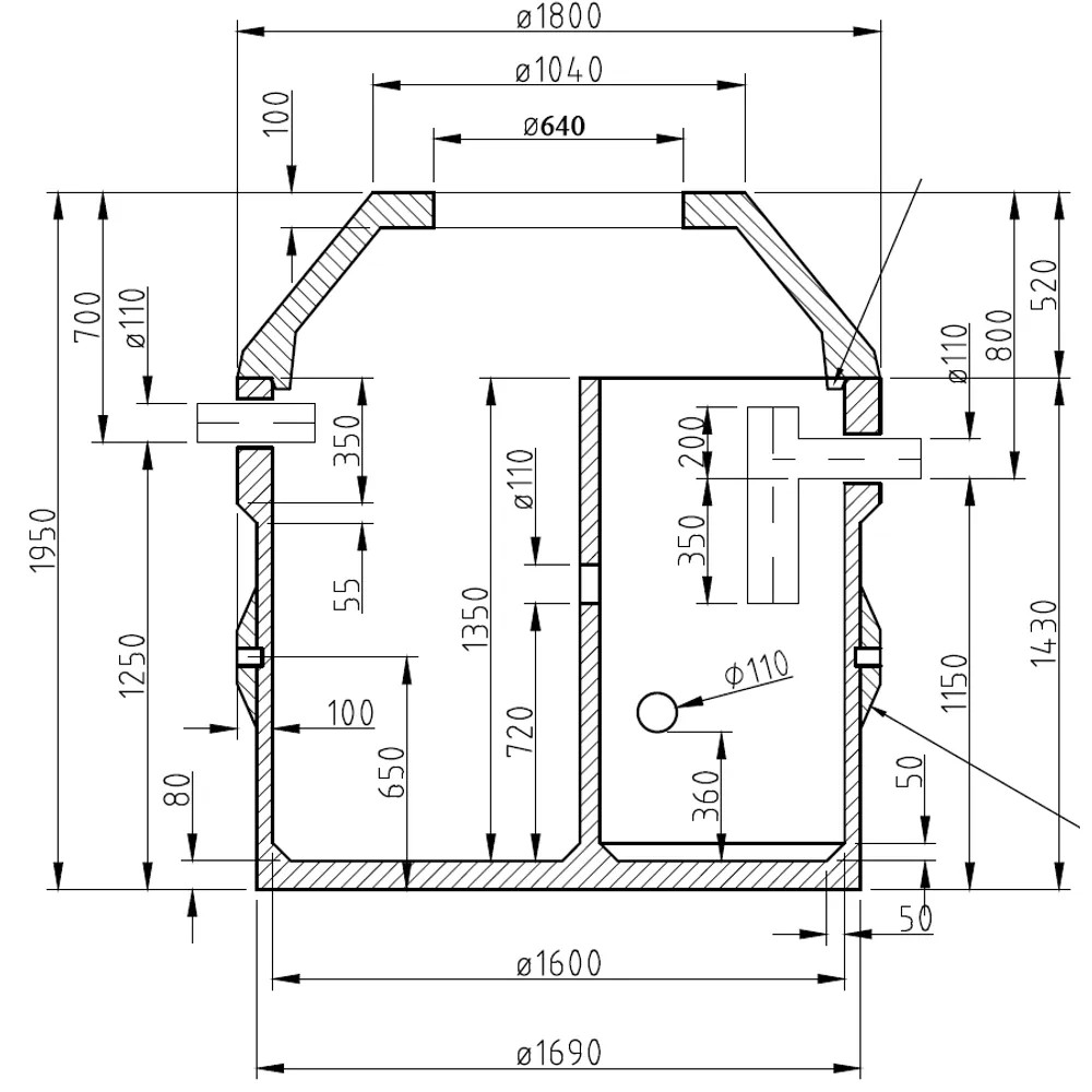 Benders Alfa Classic 2m³ Slamavskiljare betong 3-kammarbrunn 5PE - 2