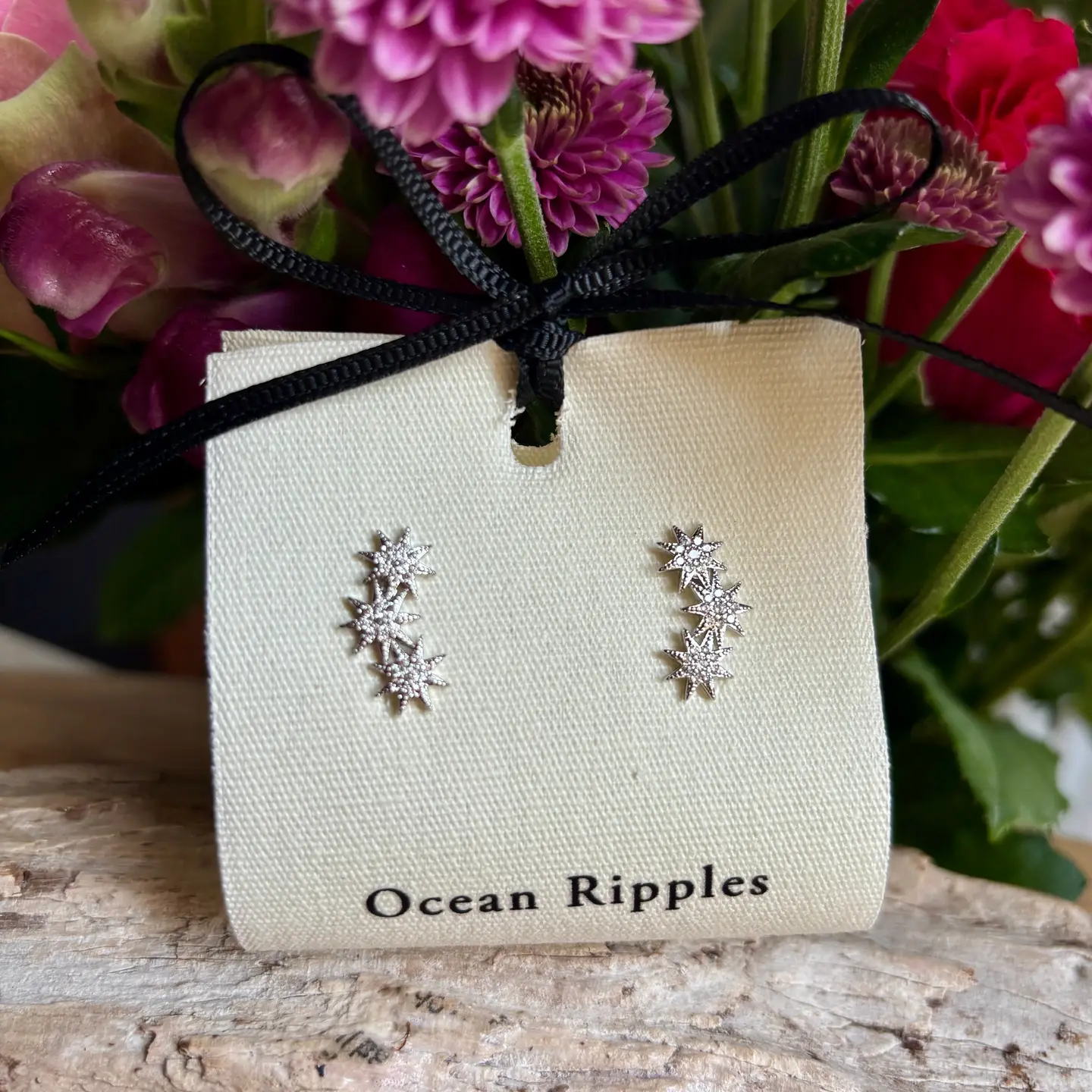Örhängen " Cubic Zirconia Triple Stars Climber"