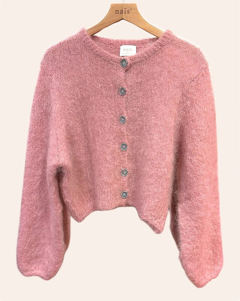 Mohairkofta onesize rundringad gammelrosa