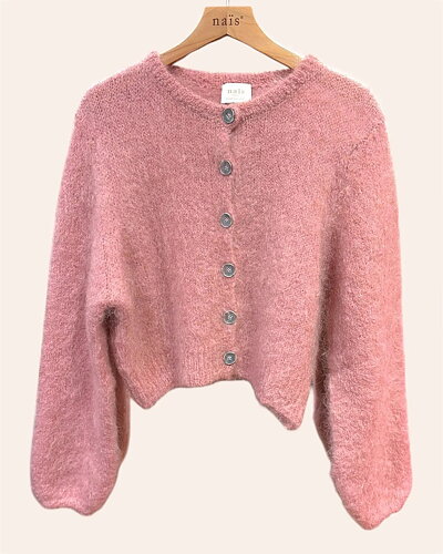 Mohairkofta onesize rundringad gammelrosa