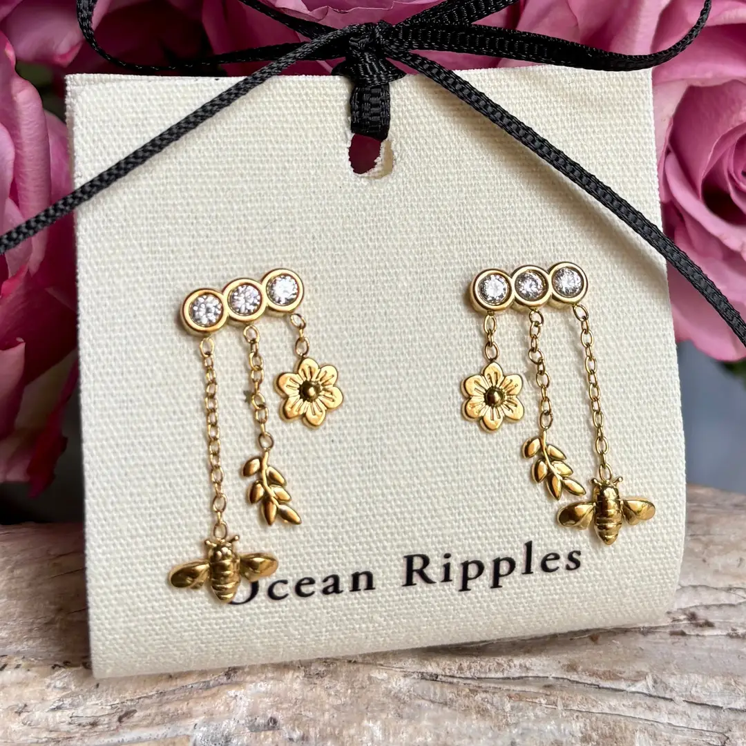 Örhängen "Cubic Zirconia Honeybee Charm"