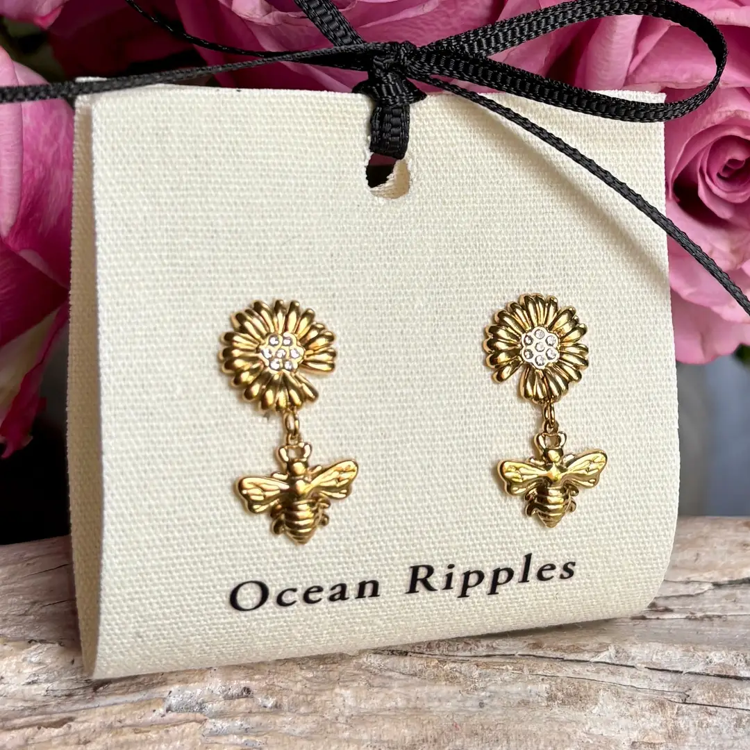 Örhängen "Cubic Zirconia Honeybee Drop"