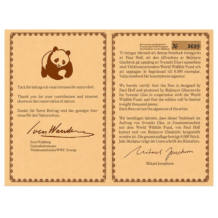Paul Hoff (WWF 1983) Certificate for Alpine Ibex  [Sample Images]