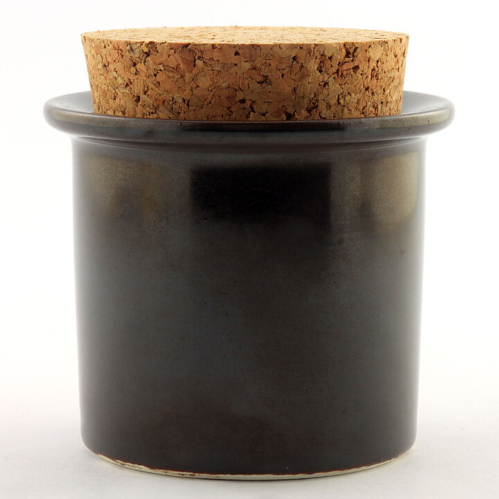 Stig Lindberg (1960s) Dark Brown Jar with Cork Lid 8 cm  [Sample Images]