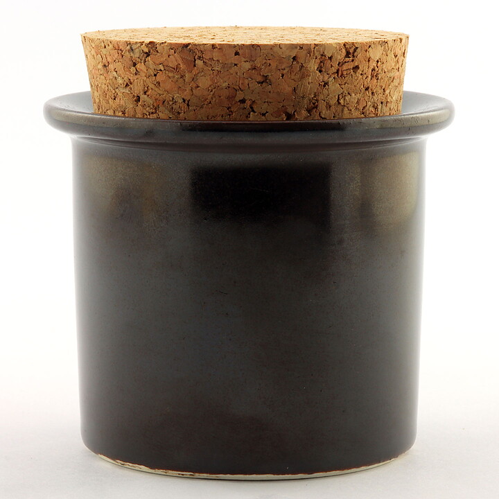 Stig Lindberg (1960s) Dark Brown Jar with Cork Lid 8 cm  [Sample Images]