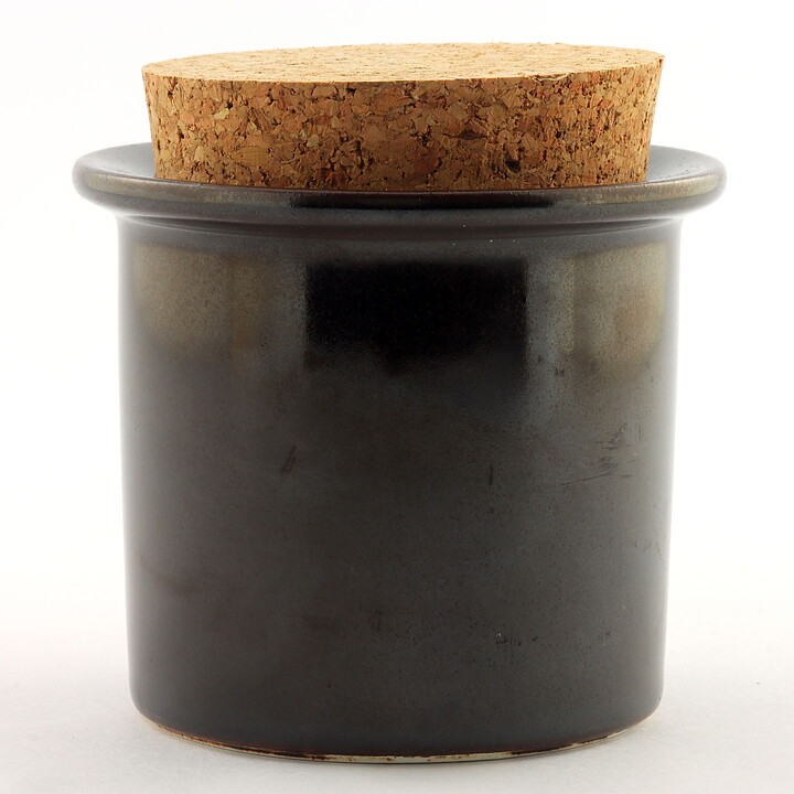 Stig Lindberg (1960s) Dark Brown Jar with Cork Lid 8 cm  [Sample Images]