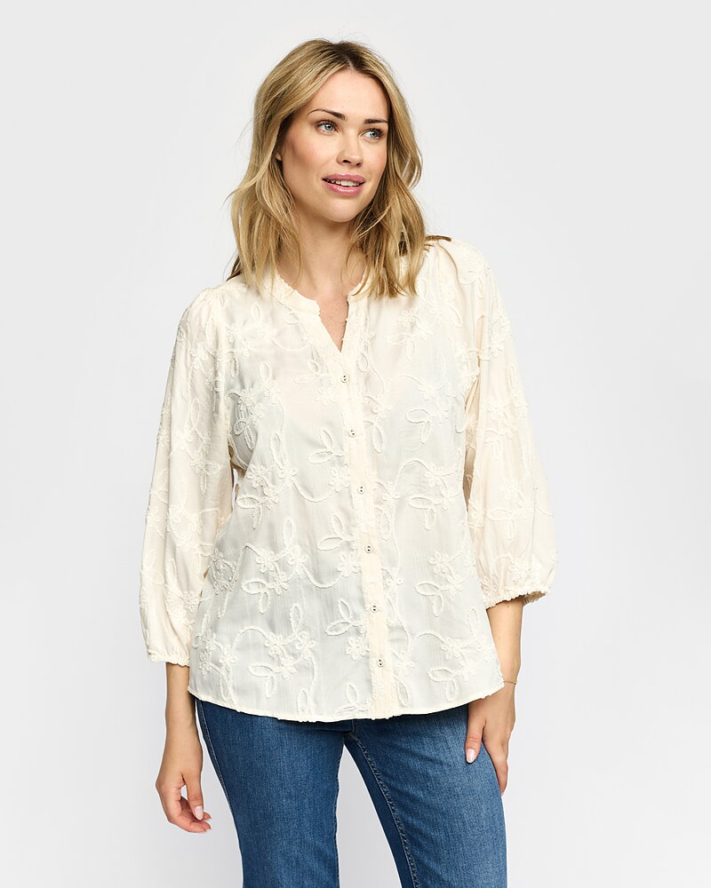 Blus Maro broderad offwhite